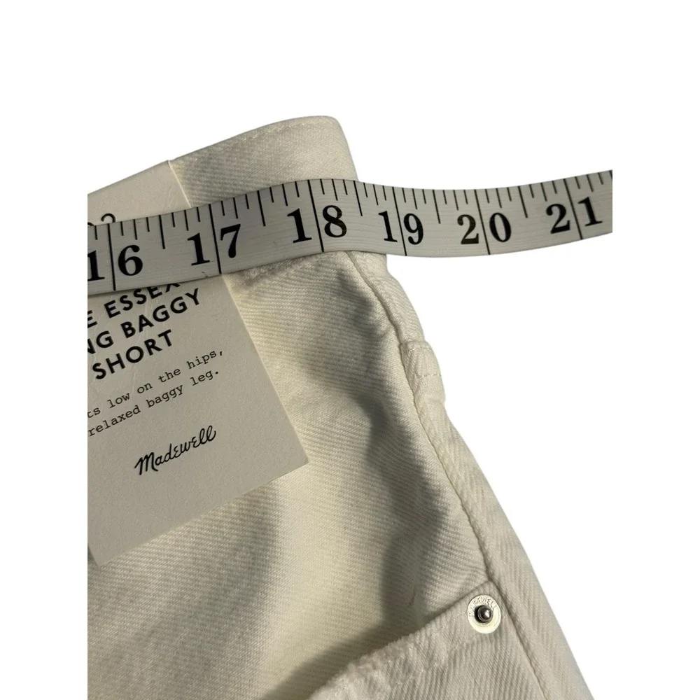Madewell Essex Long Baggy Shorts White Distressed Raw Hem NZ135 Womens 14 32 NEW